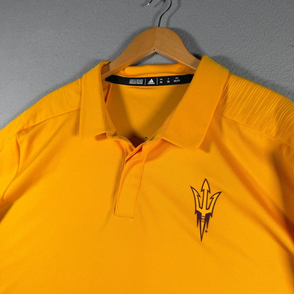 Adidas Arizona State Sun Devils Mens 2XL Gold Performance Polo Shirt DH4645
